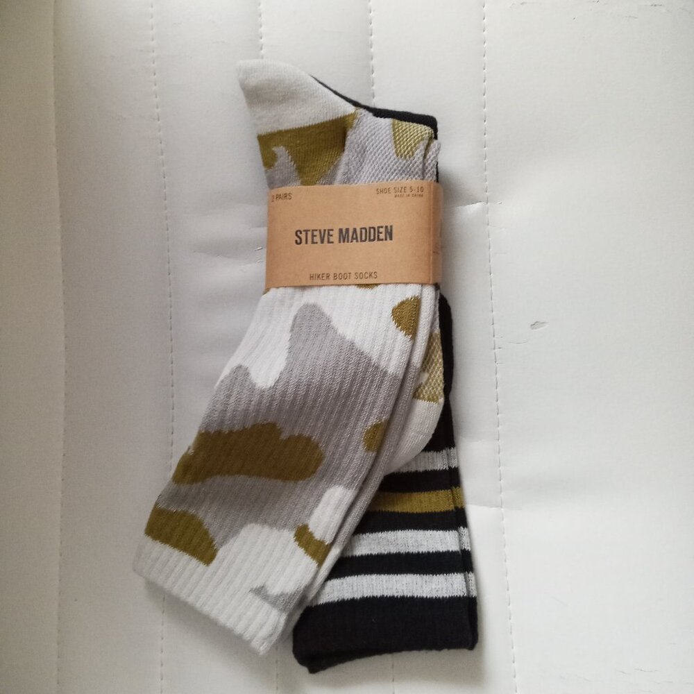 Steve Madden Women's Hiker Boot Socks 2 PAIRS Size 5-10 NWT